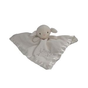 Stepping Stones Lamb Sheep Bless This Child White Security Blanket Lovey Satin
